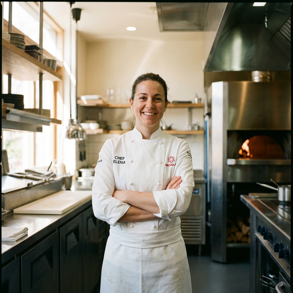 Chef Elena en la cocina